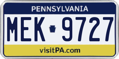 PA license plate MEK9727