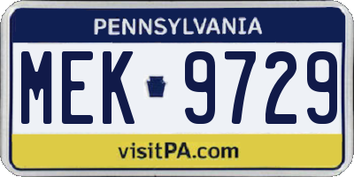 PA license plate MEK9729