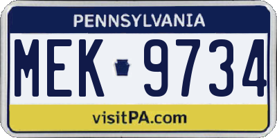 PA license plate MEK9734