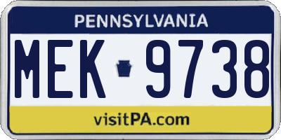 PA license plate MEK9738