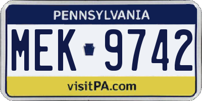 PA license plate MEK9742