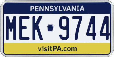 PA license plate MEK9744