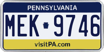 PA license plate MEK9746