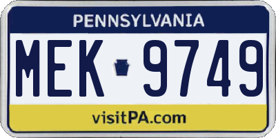 PA license plate MEK9749