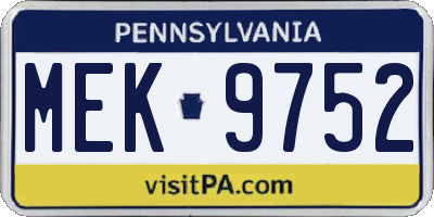 PA license plate MEK9752