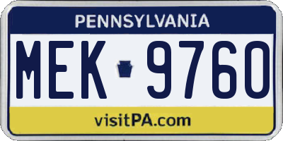 PA license plate MEK9760