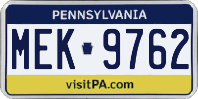 PA license plate MEK9762