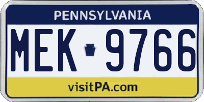 PA license plate MEK9766