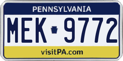 PA license plate MEK9772
