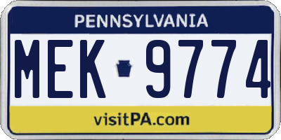PA license plate MEK9774