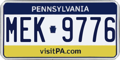 PA license plate MEK9776