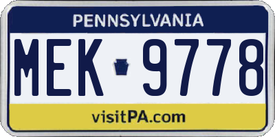 PA license plate MEK9778