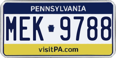 PA license plate MEK9788