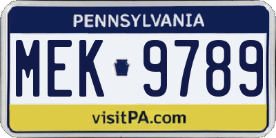 PA license plate MEK9789