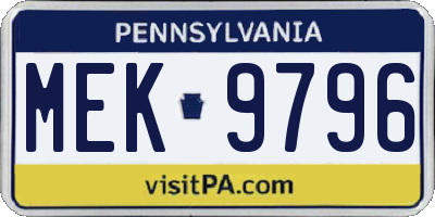 PA license plate MEK9796