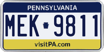 PA license plate MEK9811