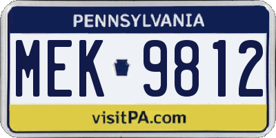 PA license plate MEK9812