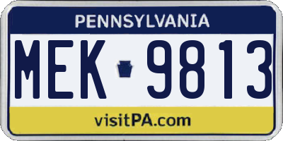 PA license plate MEK9813