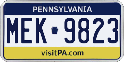 PA license plate MEK9823