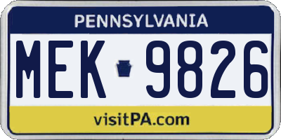 PA license plate MEK9826