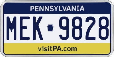 PA license plate MEK9828