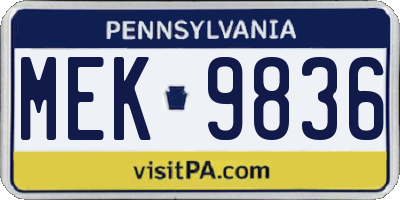 PA license plate MEK9836