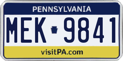 PA license plate MEK9841