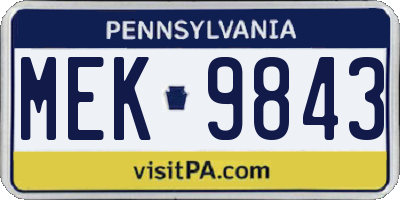 PA license plate MEK9843