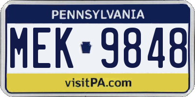 PA license plate MEK9848