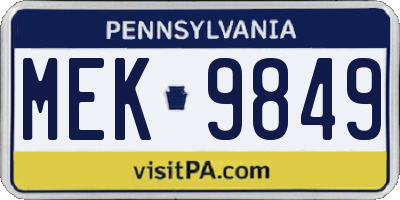 PA license plate MEK9849