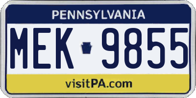 PA license plate MEK9855