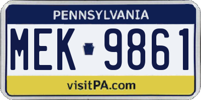 PA license plate MEK9861