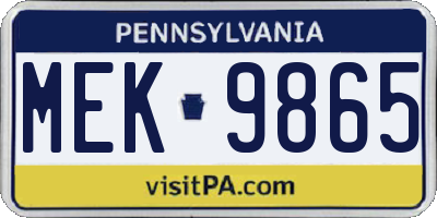 PA license plate MEK9865
