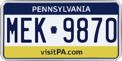 PA license plate MEK9870
