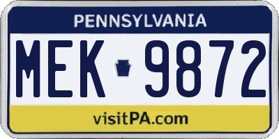 PA license plate MEK9872