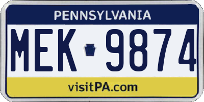 PA license plate MEK9874