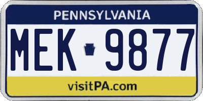 PA license plate MEK9877