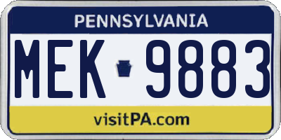 PA license plate MEK9883