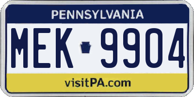 PA license plate MEK9904
