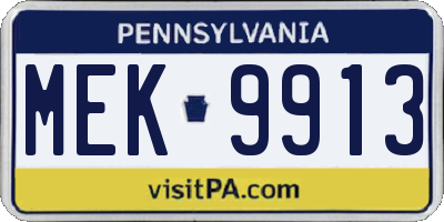 PA license plate MEK9913