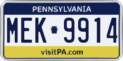 PA license plate MEK9914