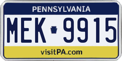 PA license plate MEK9915