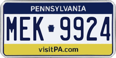 PA license plate MEK9924