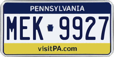 PA license plate MEK9927