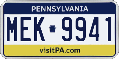 PA license plate MEK9941