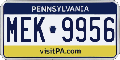 PA license plate MEK9956