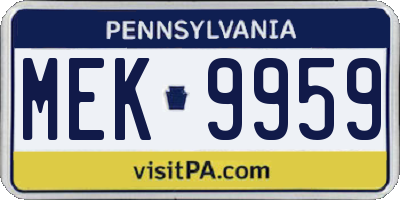 PA license plate MEK9959