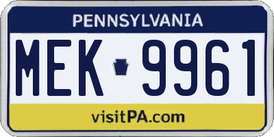PA license plate MEK9961