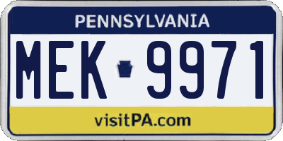 PA license plate MEK9971