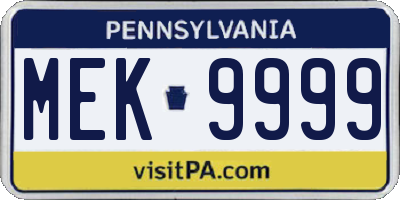 PA license plate MEK9999